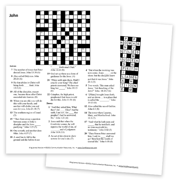 Bible Crossword Puzzle - book of John