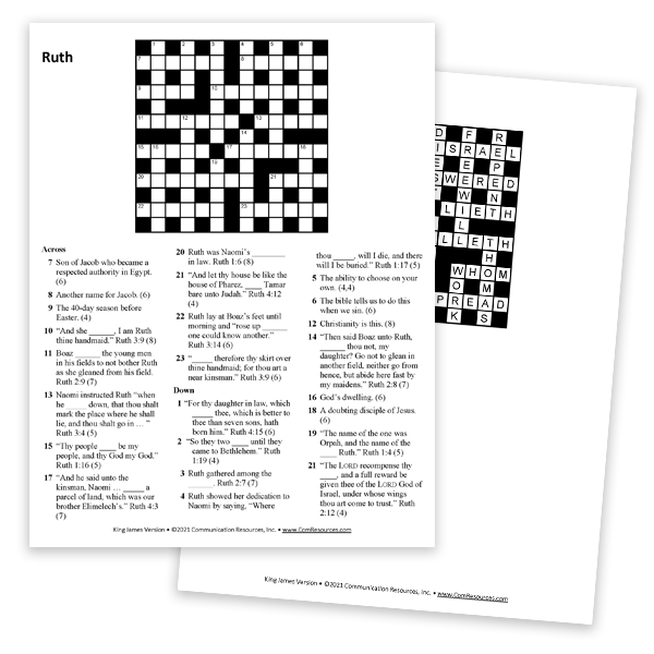 Bible Crossword Puzzle - book of Ruth