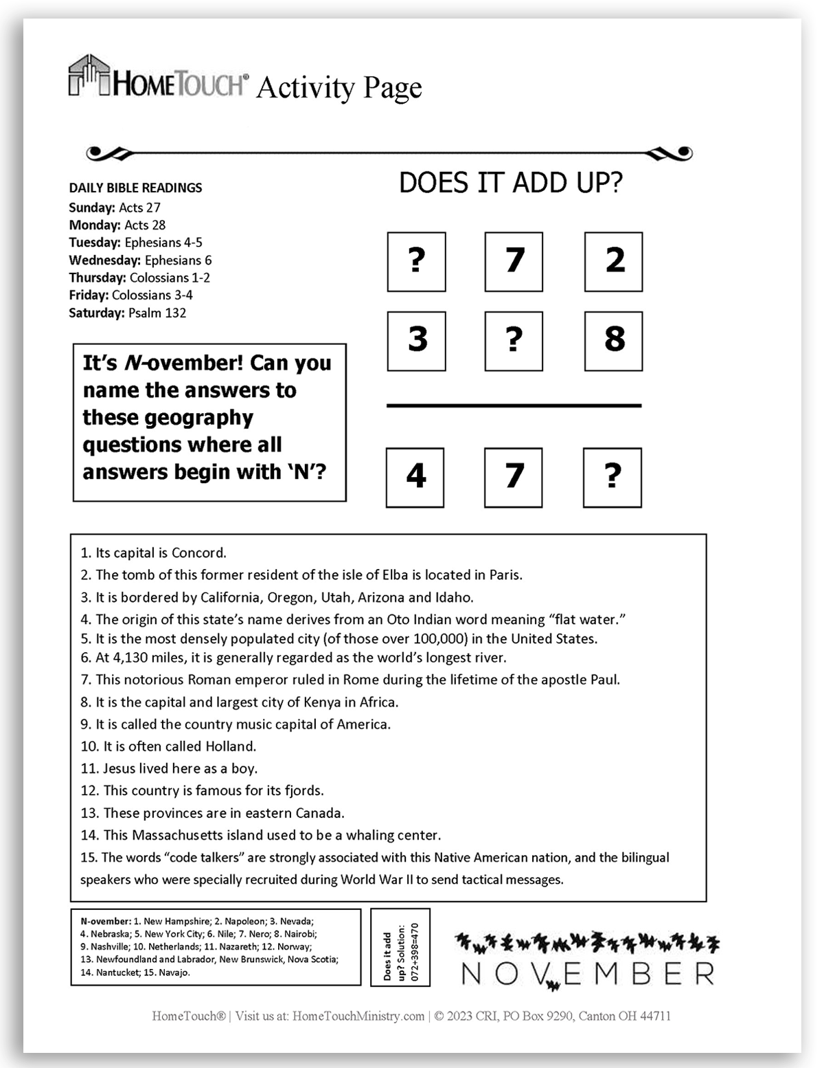 Activities and devotionals for homebound outreach ministry ideas for ...