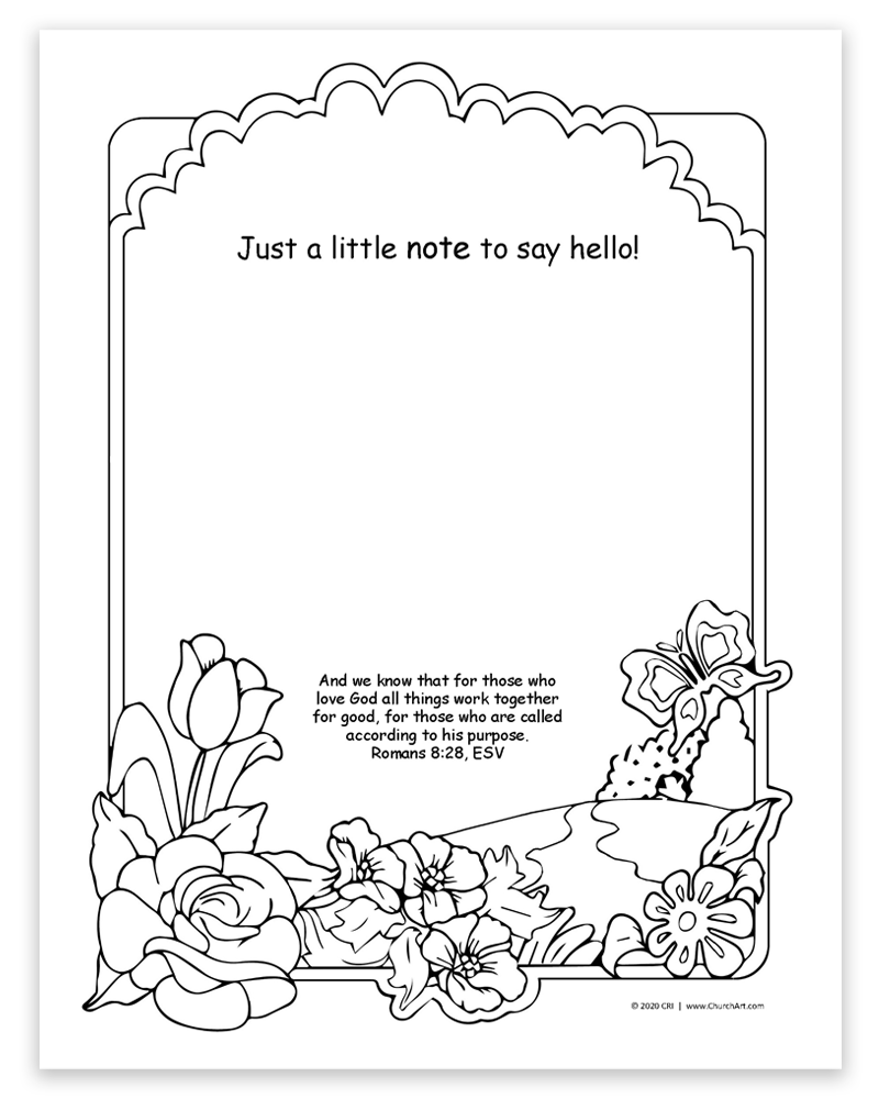 Example image of the printable note that says Just a little note to say hello