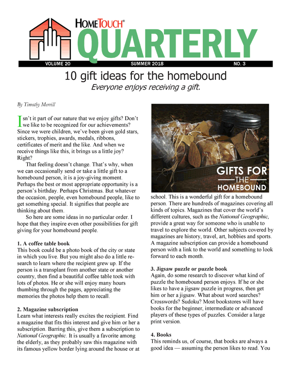 HomeTouch Ministry quarterly newsletter example